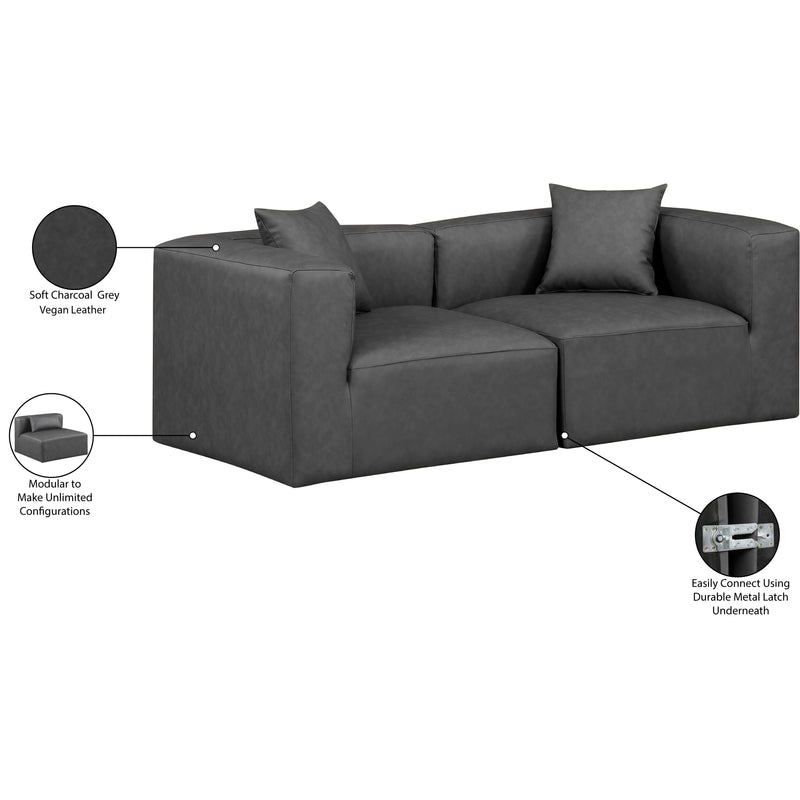 Meridian Cube Charcoal Grey Vegan Leather Modular Sofa IMAGE 8