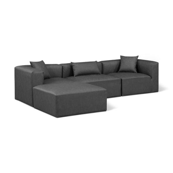 Meridian Cube Charcoal Grey Vegan Leather Modular Sectional IMAGE 1