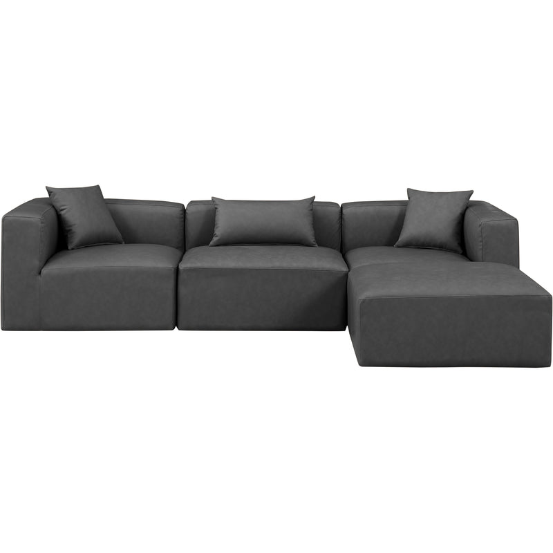 Meridian Cube Charcoal Grey Vegan Leather Modular Sectional IMAGE 4