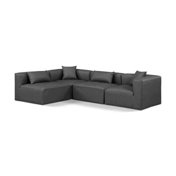 Meridian Cube Charcoal Grey Vegan Leather Modular Sectional IMAGE 1