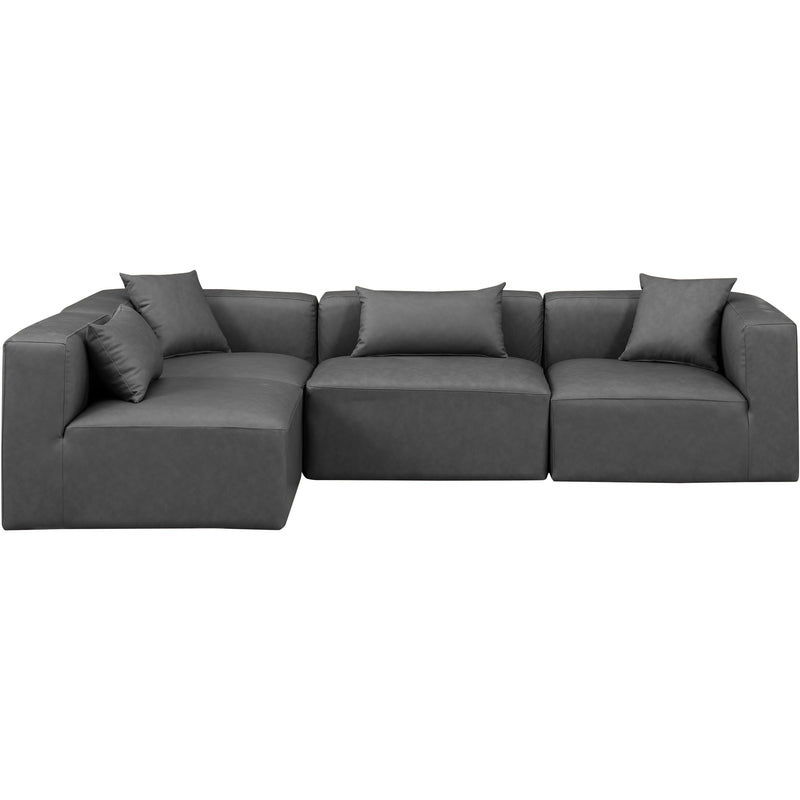 Meridian Cube Charcoal Grey Vegan Leather Modular Sectional IMAGE 4
