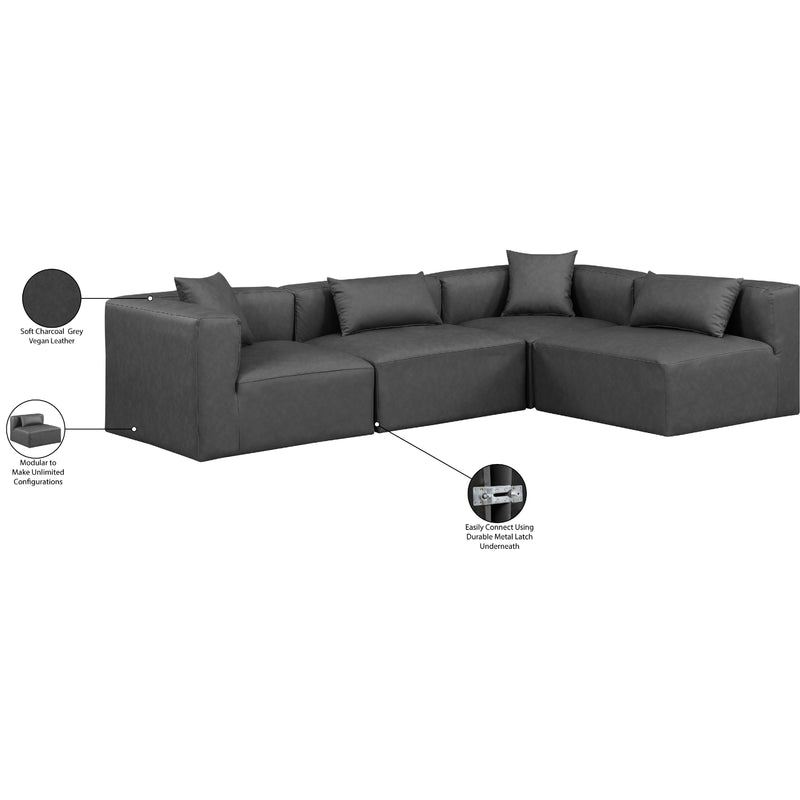 Meridian Cube Charcoal Grey Vegan Leather Modular Sectional IMAGE 9