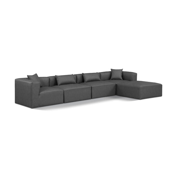 Meridian Cube Charcoal Grey Vegan Leather Modular Sectional IMAGE 1