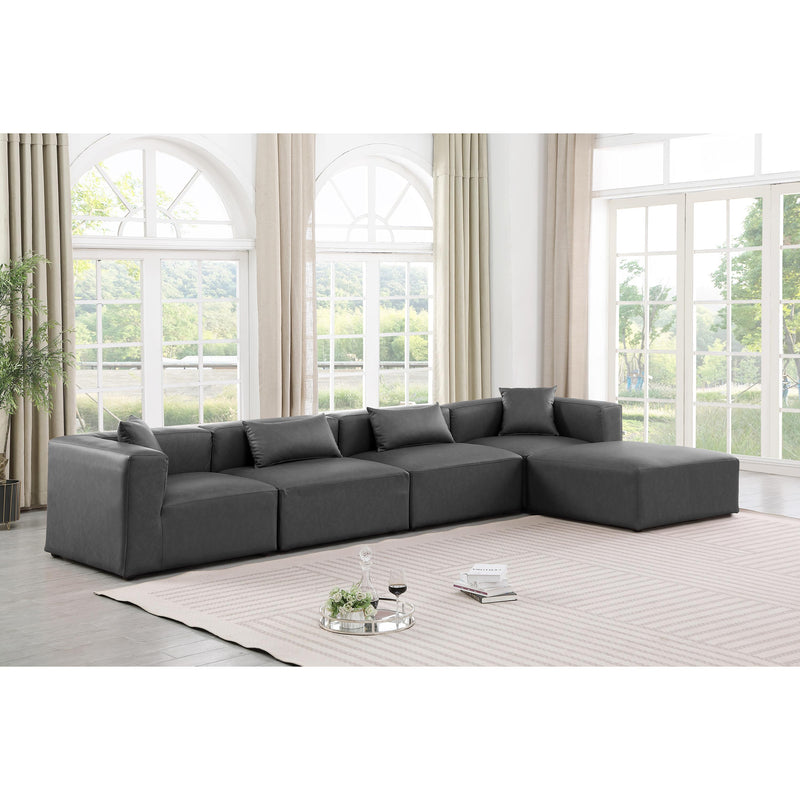 Meridian Cube Charcoal Grey Vegan Leather Modular Sectional IMAGE 2