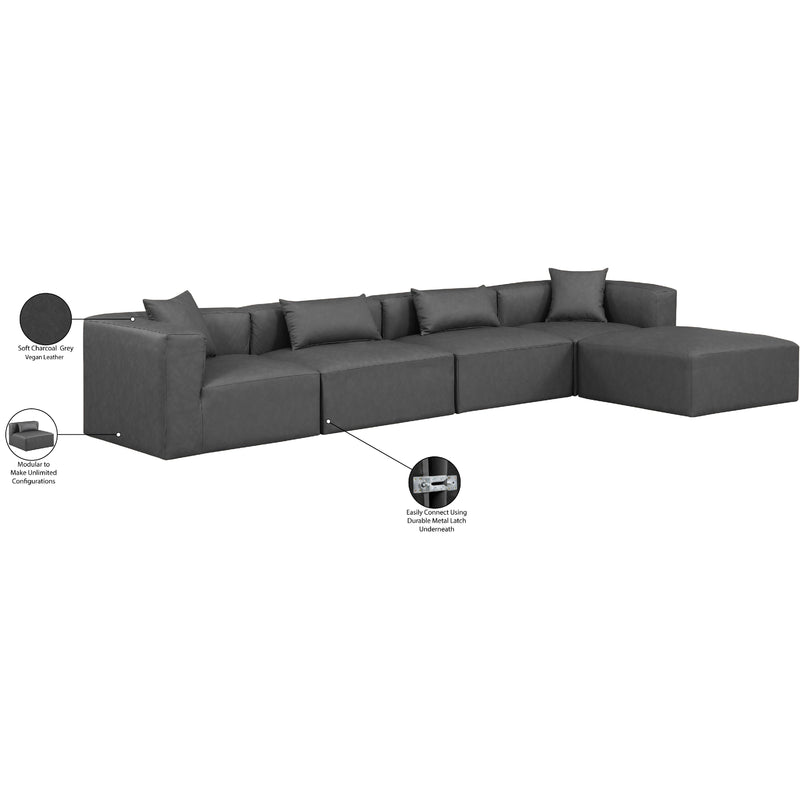 Meridian Cube Charcoal Grey Vegan Leather Modular Sectional IMAGE 8