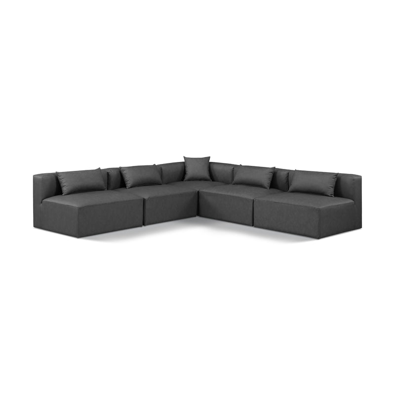 Meridian Cube Charcoal Grey Vegan Leather Modular Sectional IMAGE 1