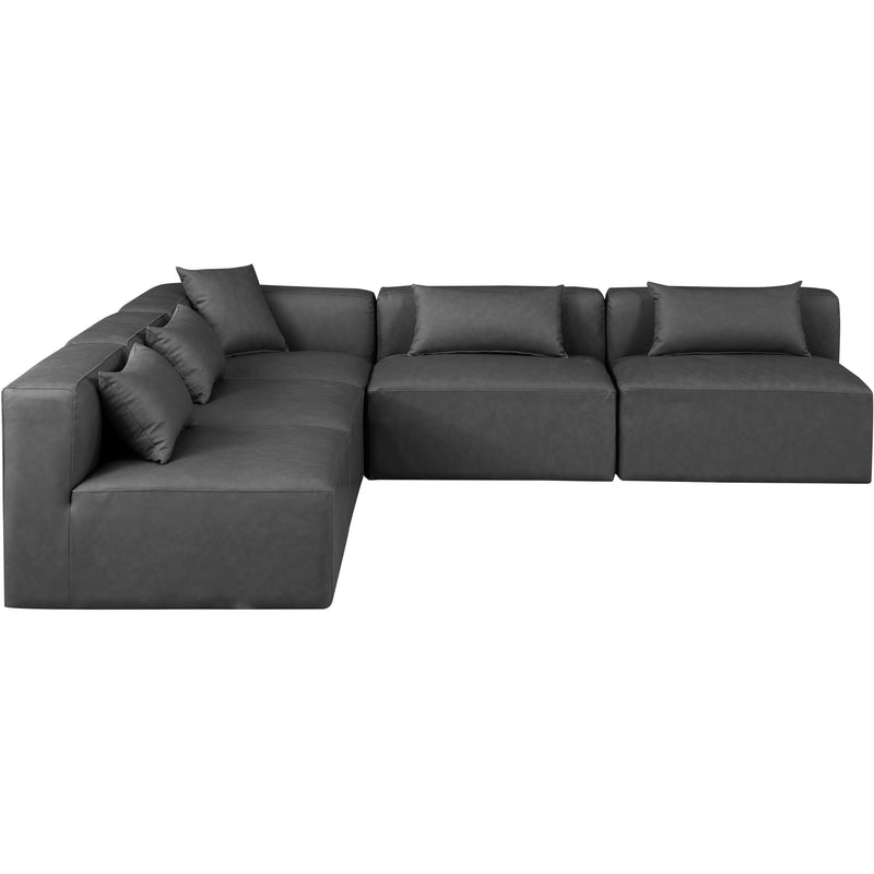 Meridian Cube Charcoal Grey Vegan Leather Modular Sectional IMAGE 4