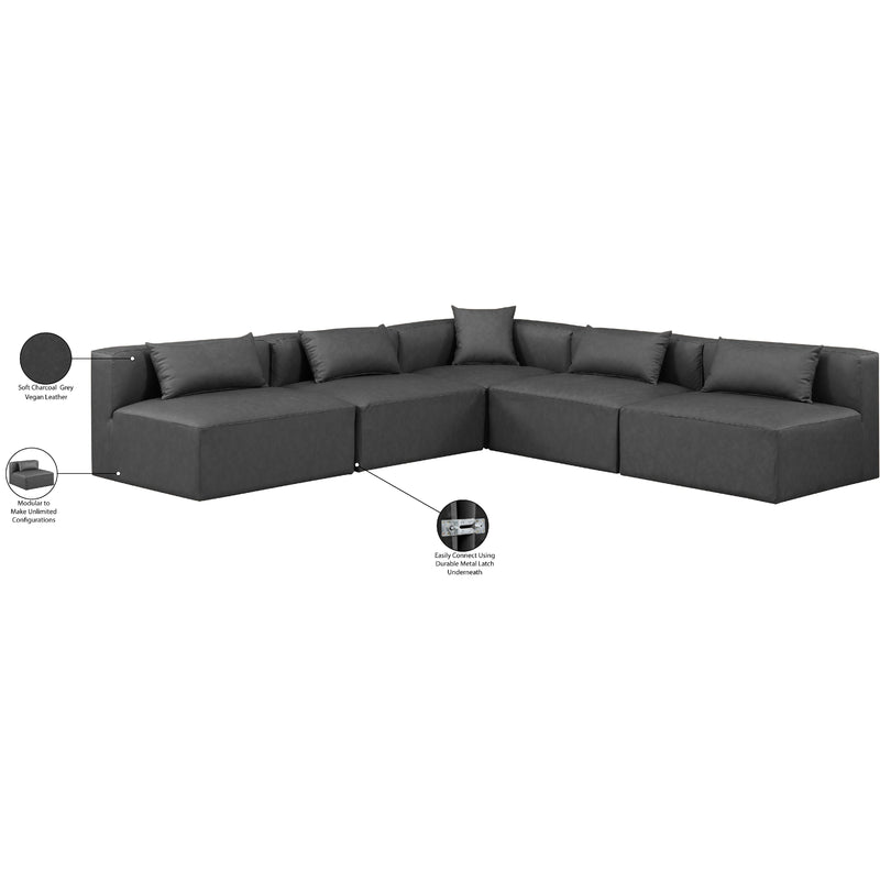 Meridian Cube Charcoal Grey Vegan Leather Modular Sectional IMAGE 8