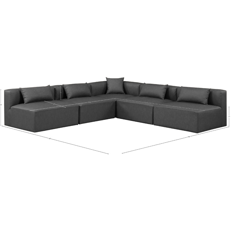 Meridian Cube Charcoal Grey Vegan Leather Modular Sectional IMAGE 9