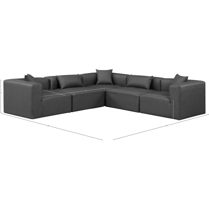 Meridian Cube Charcoal Grey Vegan Leather Modular Sectional IMAGE 10