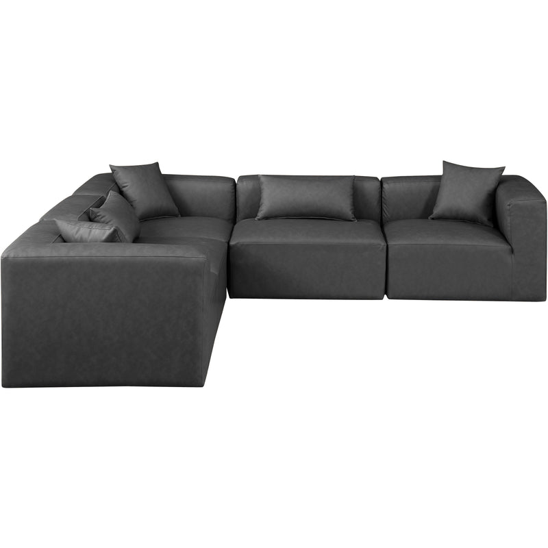 Meridian Cube Charcoal Grey Vegan Leather Modular Sectional IMAGE 4