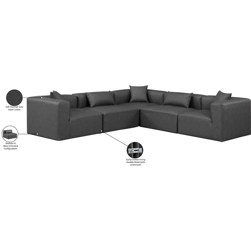 Meridian Cube Charcoal Grey Vegan Leather Modular Sectional IMAGE 9