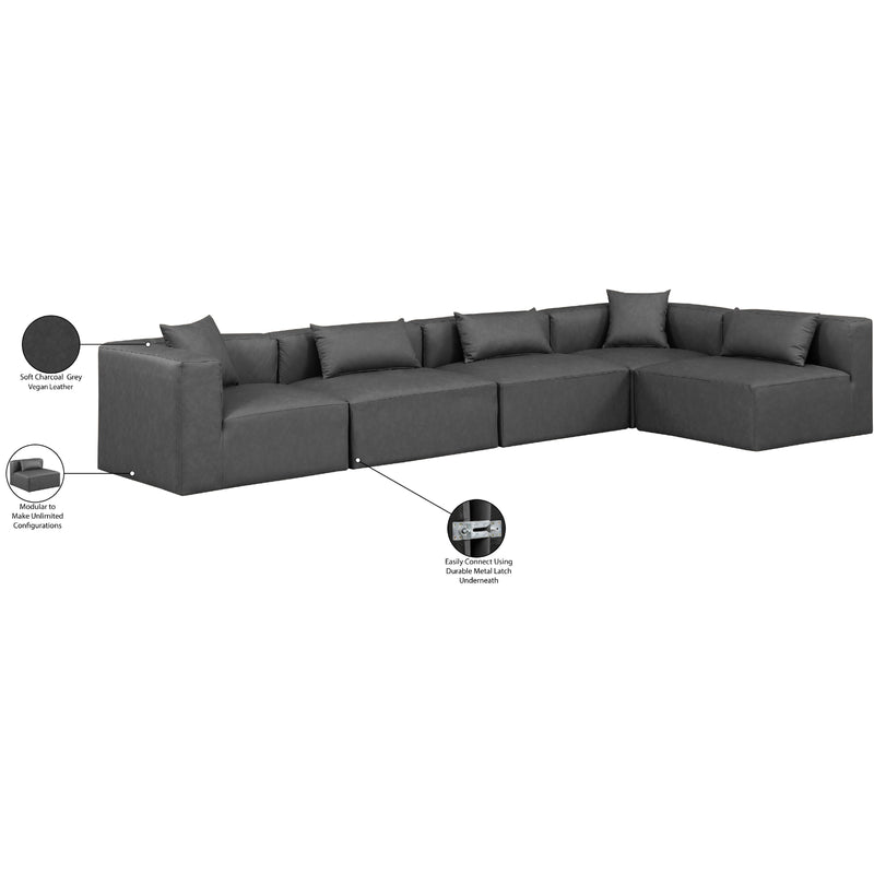 Meridian Cube Charcoal Grey Vegan Leather Modular Sectional IMAGE 10