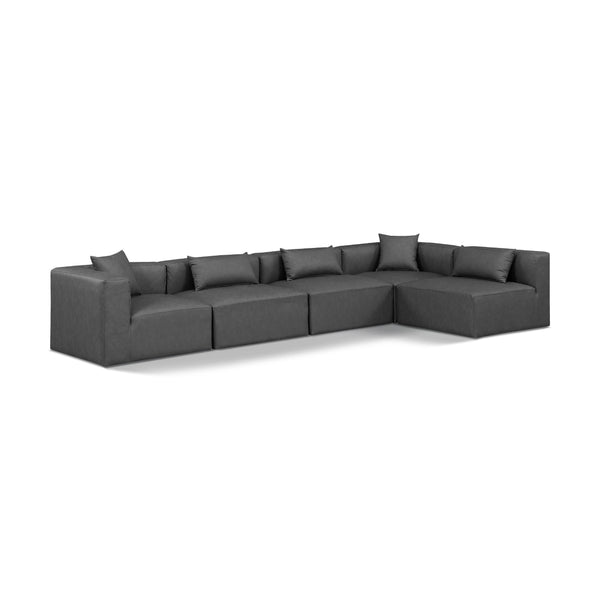 Meridian Cube Charcoal Grey Vegan Leather Modular Sectional IMAGE 1