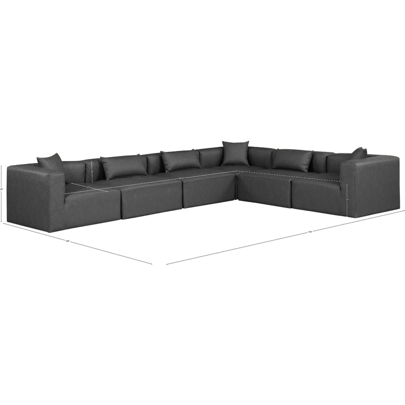Meridian Cube Charcoal Grey Vegan Leather Modular Sectional IMAGE 10
