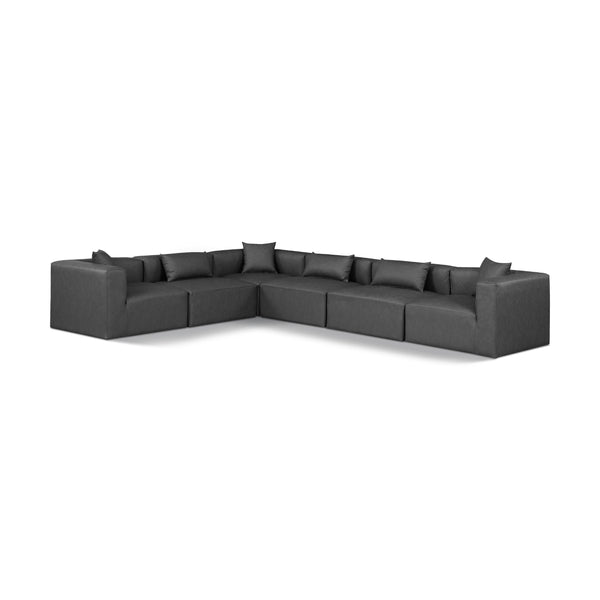 Meridian Cube Charcoal Grey Vegan Leather Modular Sectional IMAGE 1