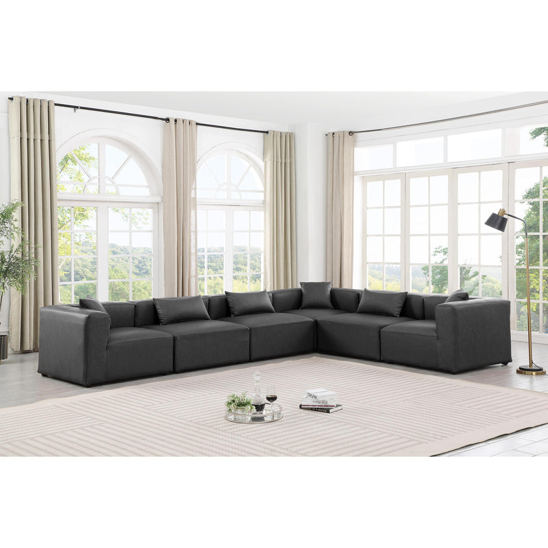 Meridian Cube Charcoal Grey Vegan Leather Modular Sectional IMAGE 2