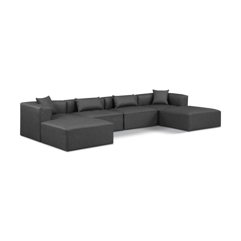 Meridian Cube Charcoal Grey Vegan Leather Modular Sectional IMAGE 1