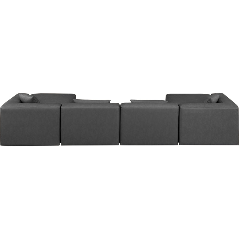 Meridian Cube Charcoal Grey Vegan Leather Modular Sectional IMAGE 3