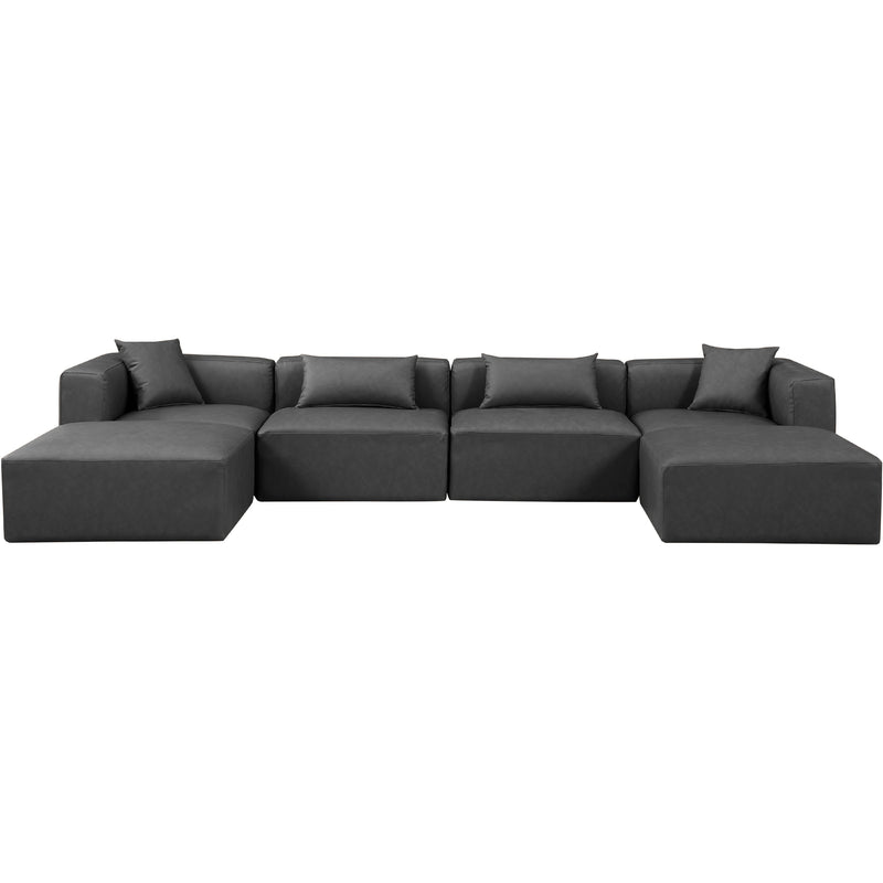 Meridian Cube Charcoal Grey Vegan Leather Modular Sectional IMAGE 4
