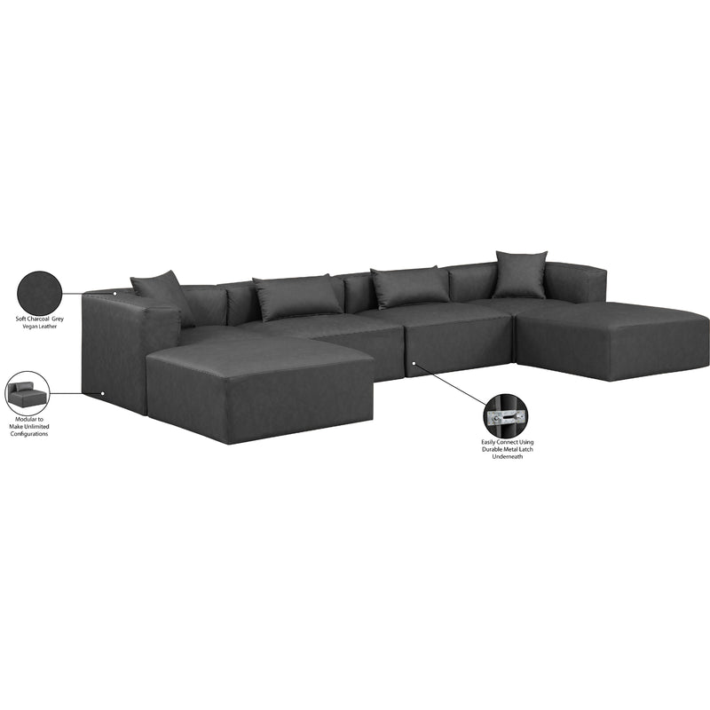 Meridian Cube Charcoal Grey Vegan Leather Modular Sectional IMAGE 8