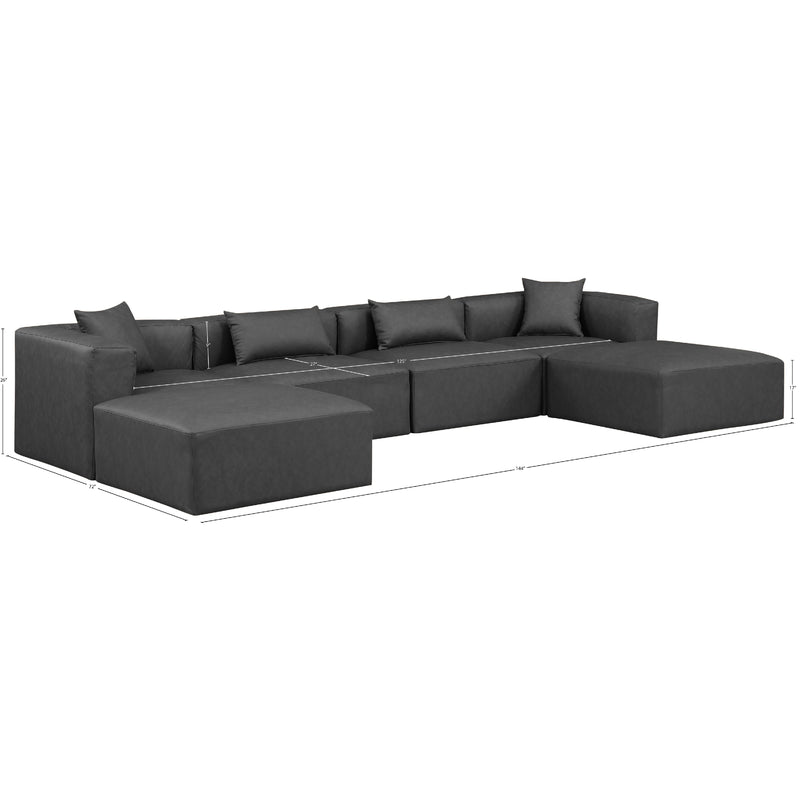 Meridian Cube Charcoal Grey Vegan Leather Modular Sectional IMAGE 9