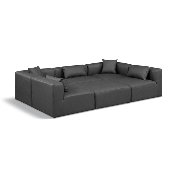 Meridian Cube Charcoal Grey Vegan Leather Modular Sectional IMAGE 1
