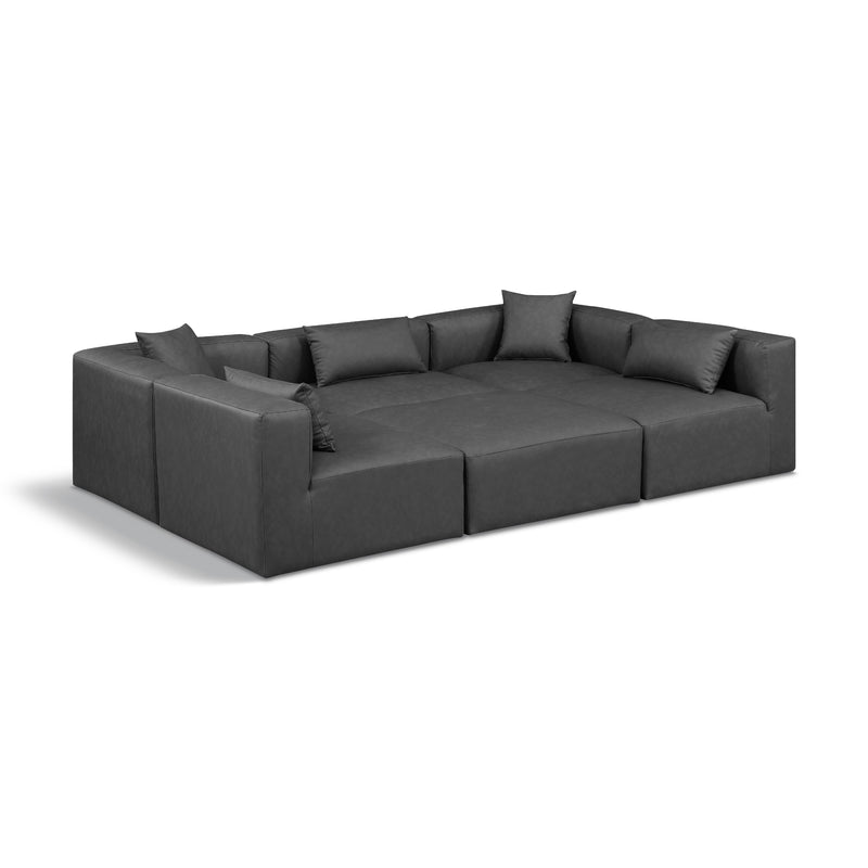 Meridian Cube Charcoal Grey Vegan Leather Modular Sectional IMAGE 1