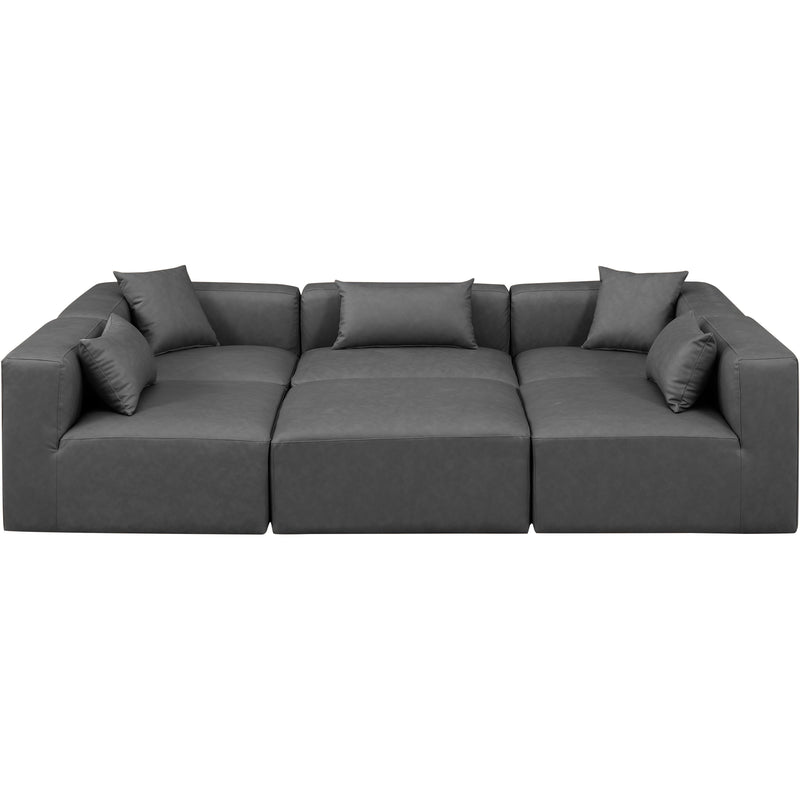 Meridian Cube Charcoal Grey Vegan Leather Modular Sectional IMAGE 4