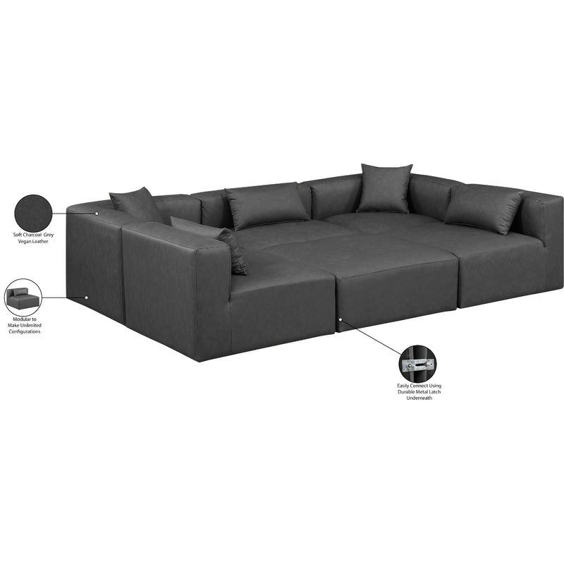Meridian Cube Charcoal Grey Vegan Leather Modular Sectional IMAGE 7