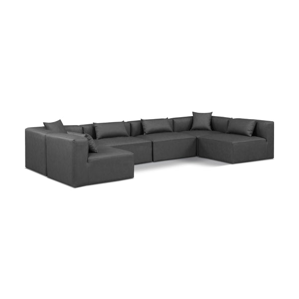Meridian Cube Charcoal Grey Vegan Leather Modular Sectional IMAGE 1