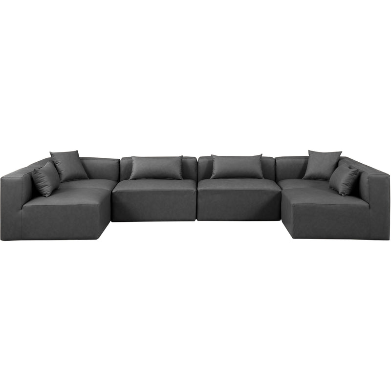 Meridian Cube Charcoal Grey Vegan Leather Modular Sectional IMAGE 4