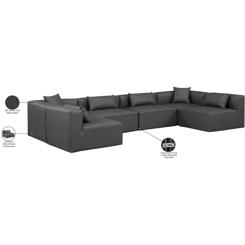Meridian Cube Charcoal Grey Vegan Leather Modular Sectional IMAGE 8