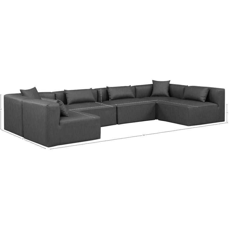 Meridian Cube Charcoal Grey Vegan Leather Modular Sectional IMAGE 9