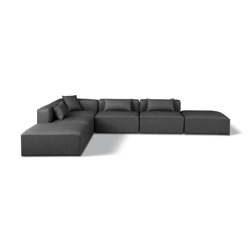 Meridian Cube Charcoal Grey Vegan Leather Modular Sectional IMAGE 1
