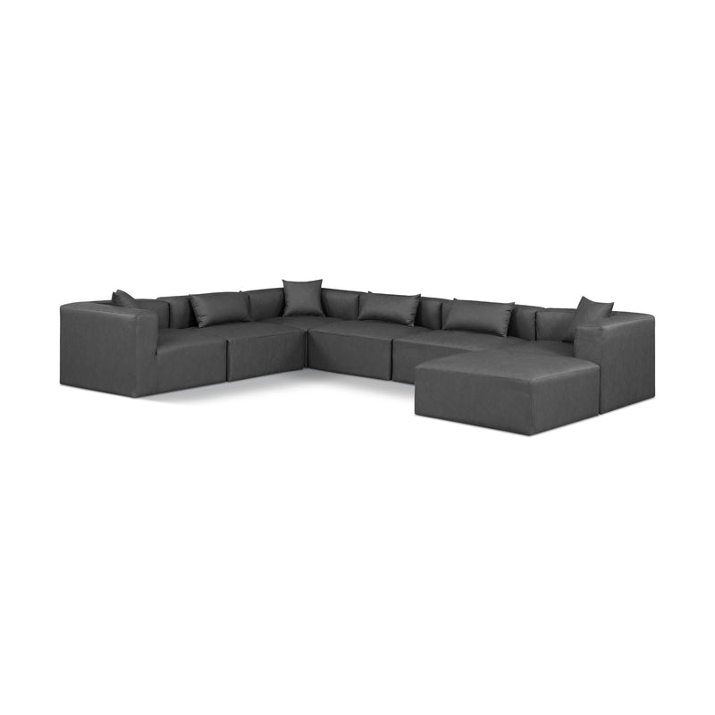 Meridian Cube Charcoal Grey Vegan Leather Modular Sectional IMAGE 1