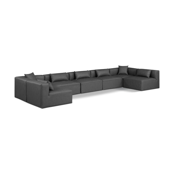 Meridian Cube Charcoal Grey Vegan Leather Modular Sectional IMAGE 1