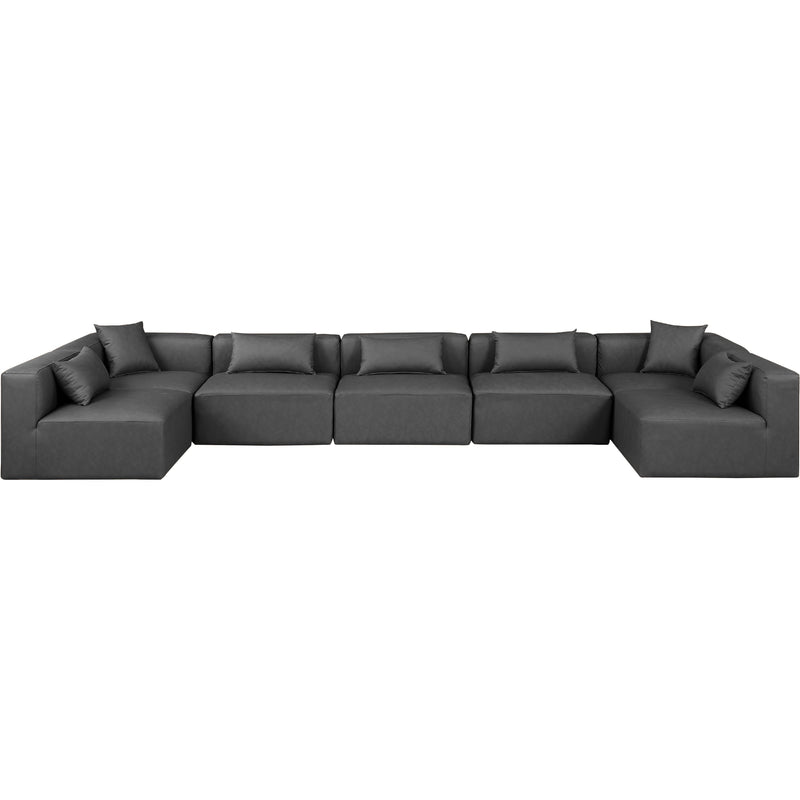 Meridian Cube Charcoal Grey Vegan Leather Modular Sectional IMAGE 4