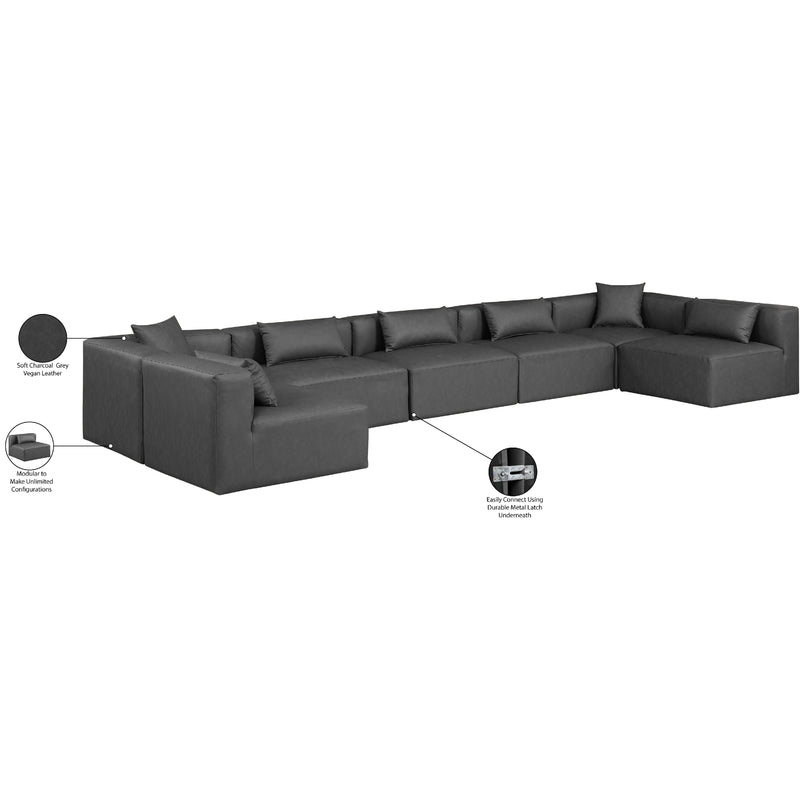 Meridian Cube Charcoal Grey Vegan Leather Modular Sectional IMAGE 8