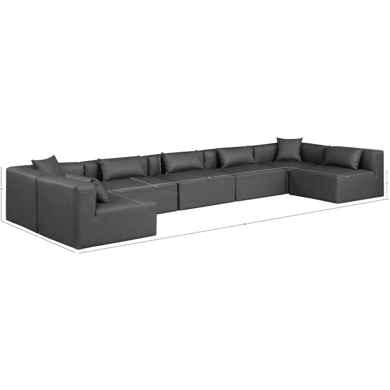Meridian Cube Charcoal Grey Vegan Leather Modular Sectional IMAGE 9