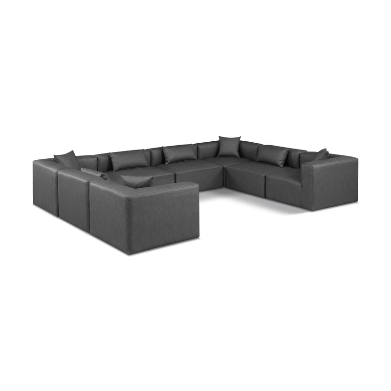 Meridian Cube Charcoal Grey Vegan Leather Modular Sectional IMAGE 1