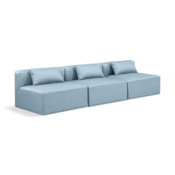Meridian Cube Light Blue Vegan Leather Modular Sofa IMAGE 1