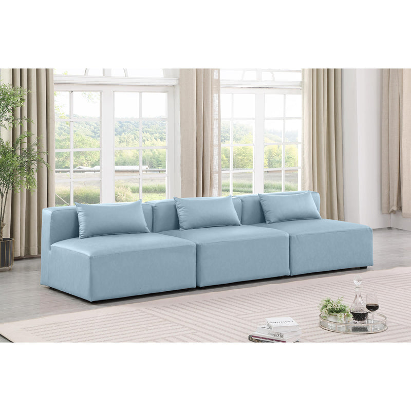 Meridian Cube Light Blue Vegan Leather Modular Sofa IMAGE 2