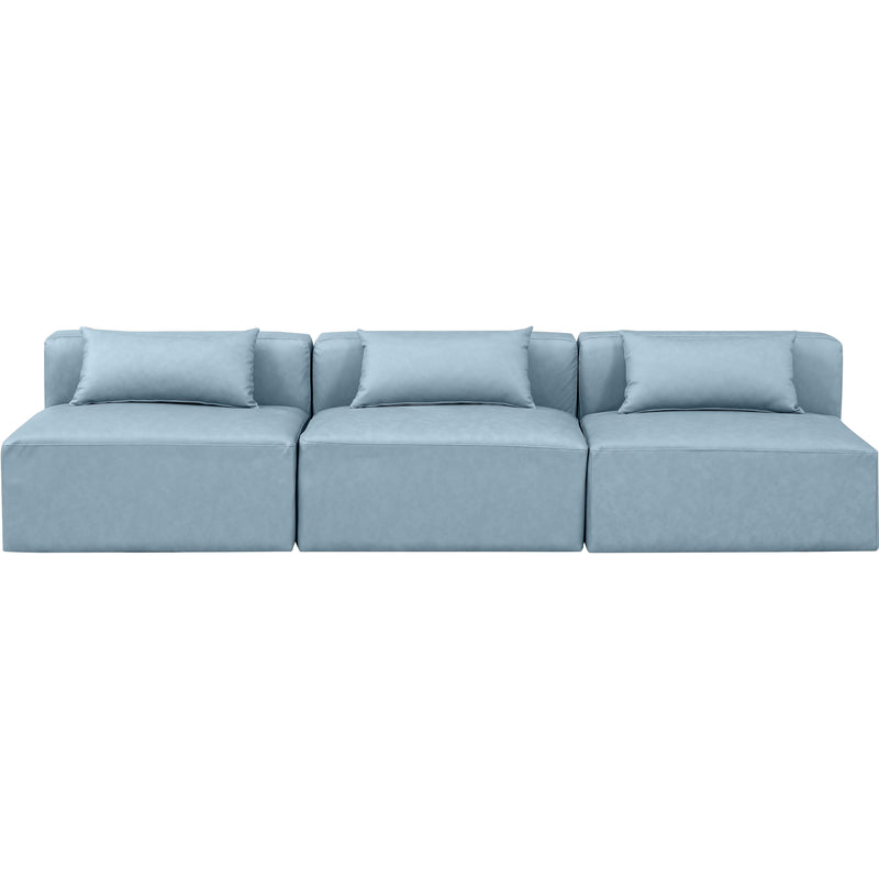 Meridian Cube Light Blue Vegan Leather Modular Sofa IMAGE 4