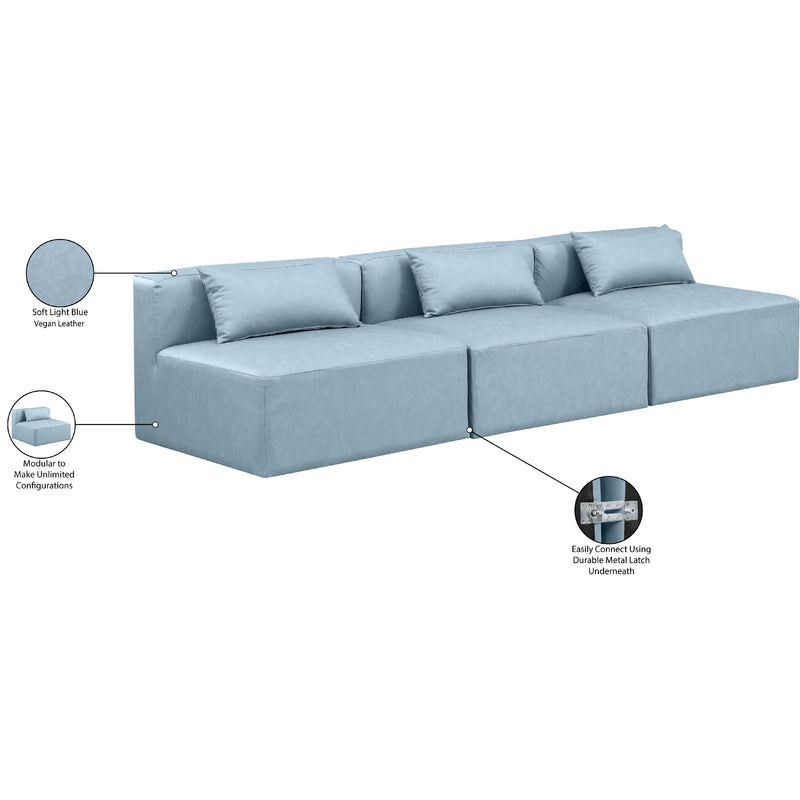 Meridian Cube Light Blue Vegan Leather Modular Sofa IMAGE 8