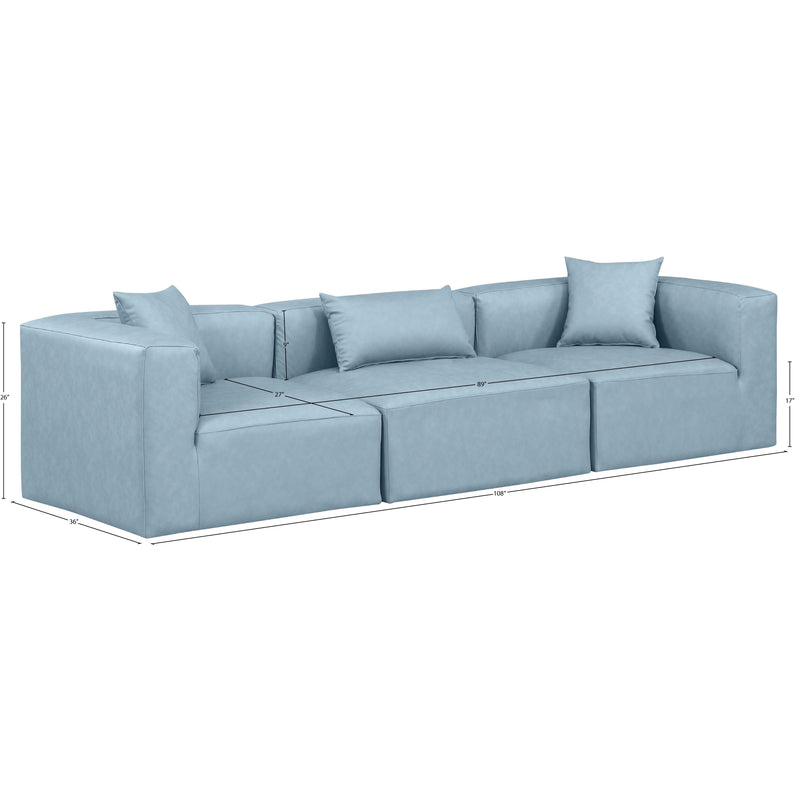 Meridian Cube Light Blue Vegan Leather Modular Sofa IMAGE 10