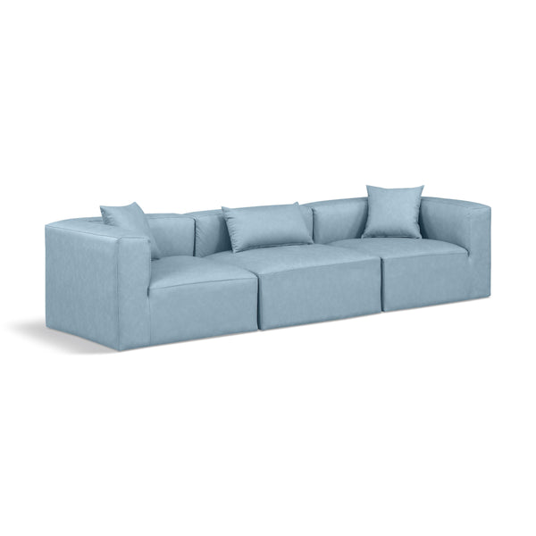 Meridian Cube Light Blue Vegan Leather Modular Sofa IMAGE 1