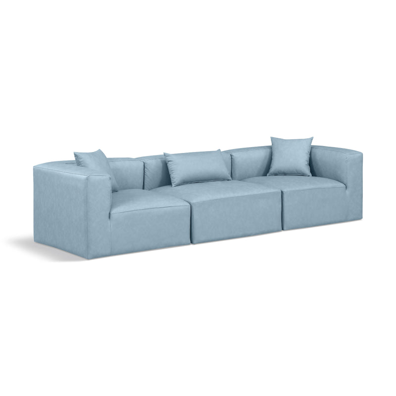 Meridian Cube Light Blue Vegan Leather Modular Sofa IMAGE 1