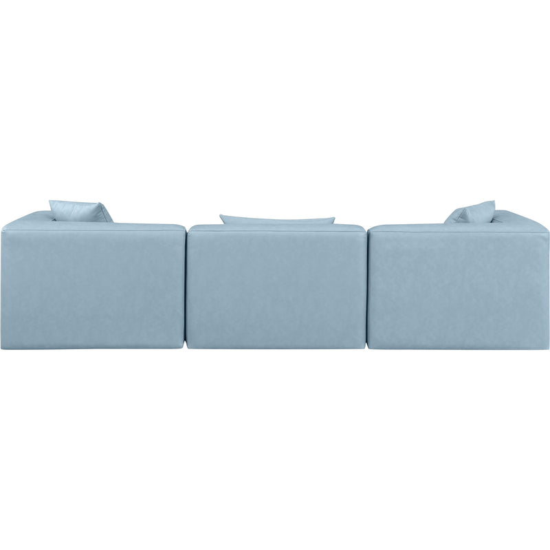 Meridian Cube Light Blue Vegan Leather Modular Sofa IMAGE 3