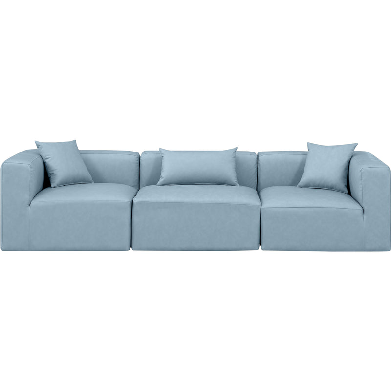 Meridian Cube Light Blue Vegan Leather Modular Sofa IMAGE 4